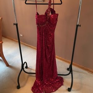 La Femme Dark Pink Prom Gown
